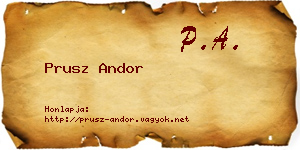 Prusz Andor névjegykártya